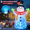 10FT Christmas Inflatables Snowman Outdoor Decorations, Giant Blow up Snow Man with Black Hat & Xmas Banner Yard Decor, Built-in Blue Rotating LED Lights for Lawn Patio Garden Party Holiday